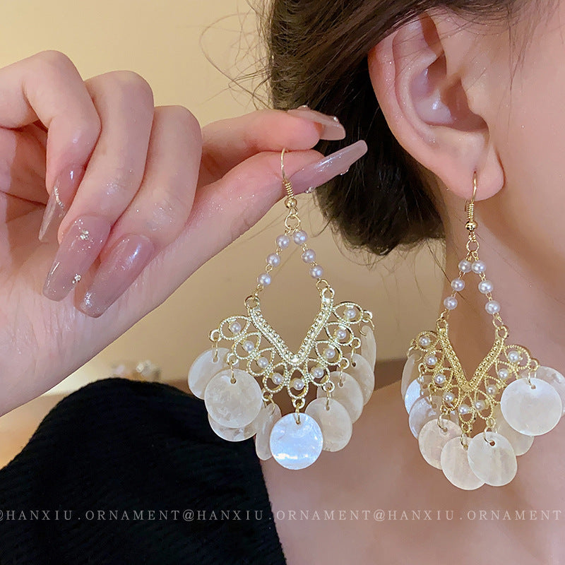 Mother-of-pearl Fringe Earrings