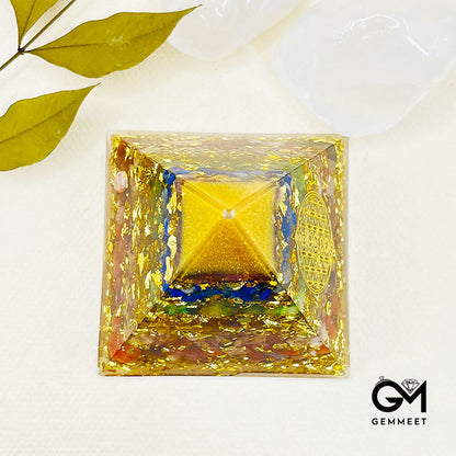 8CM Chakra Flower of Life Orgone Pyramid