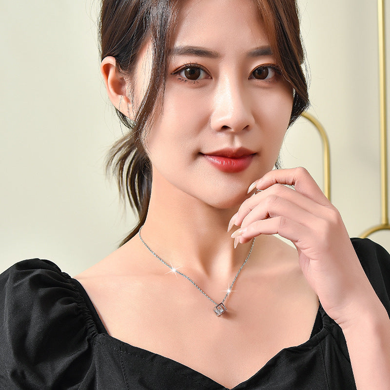 Fashion Personality Rubik's Cube Zircon Necklace