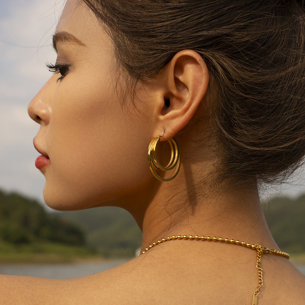 Titanium Steel Double Stud Earrings