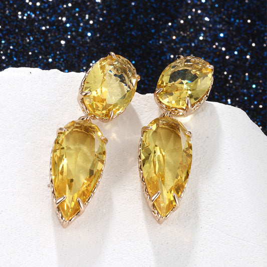 Geometric Drop-shaped Zircon Earrings for Women