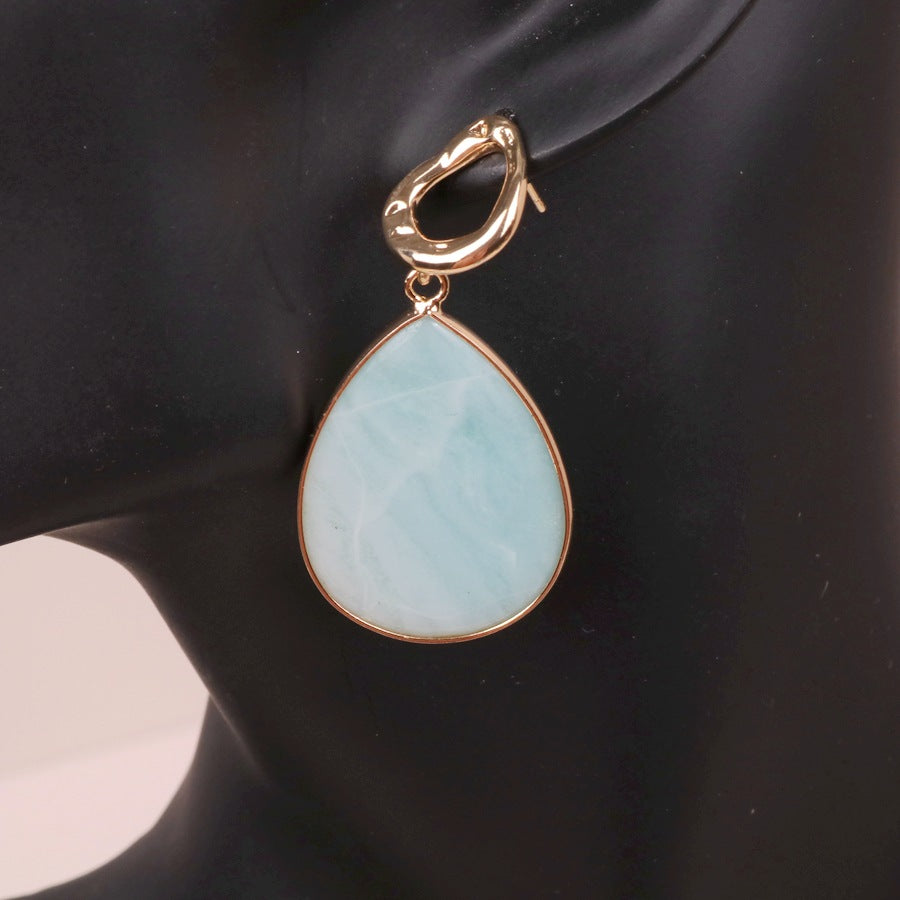 Geometric Tianhe Stone Drop Earrings