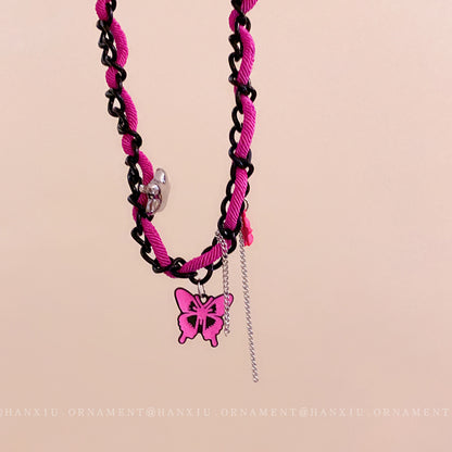Butterfly Braided Rope Five-pointed Star Necklace