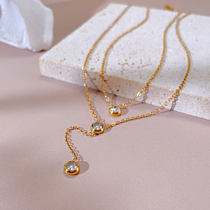 White Zircon Titanium Steel Necklace