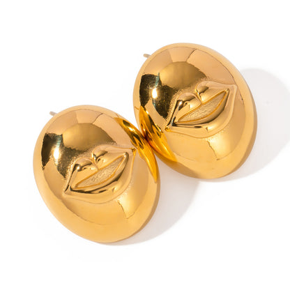 Titanium Steel Gold-plated Lip Oval Earrings
