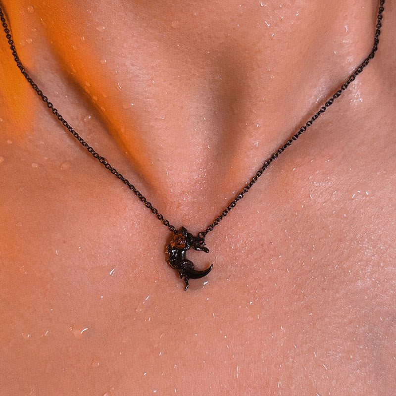 Gothic Moon Rose Spirit Snake Necklace