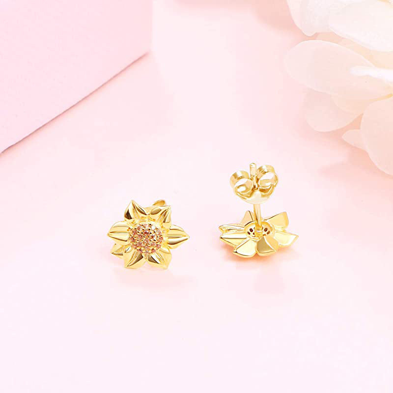 Trendy Gold Sunflower Earrings