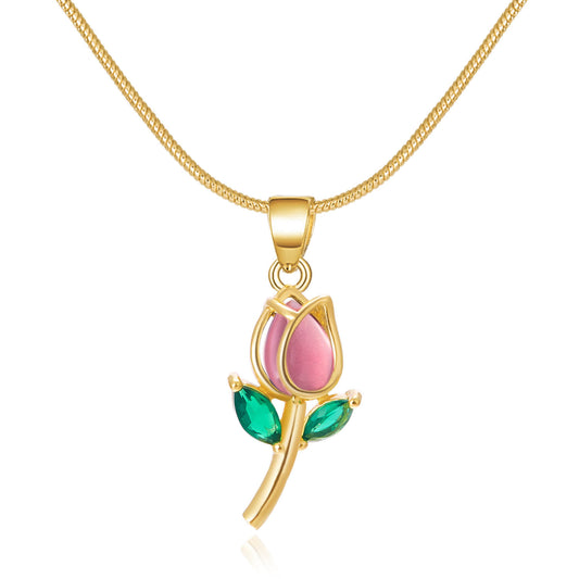 Fashion Colorful Zircon Tulip Necklace