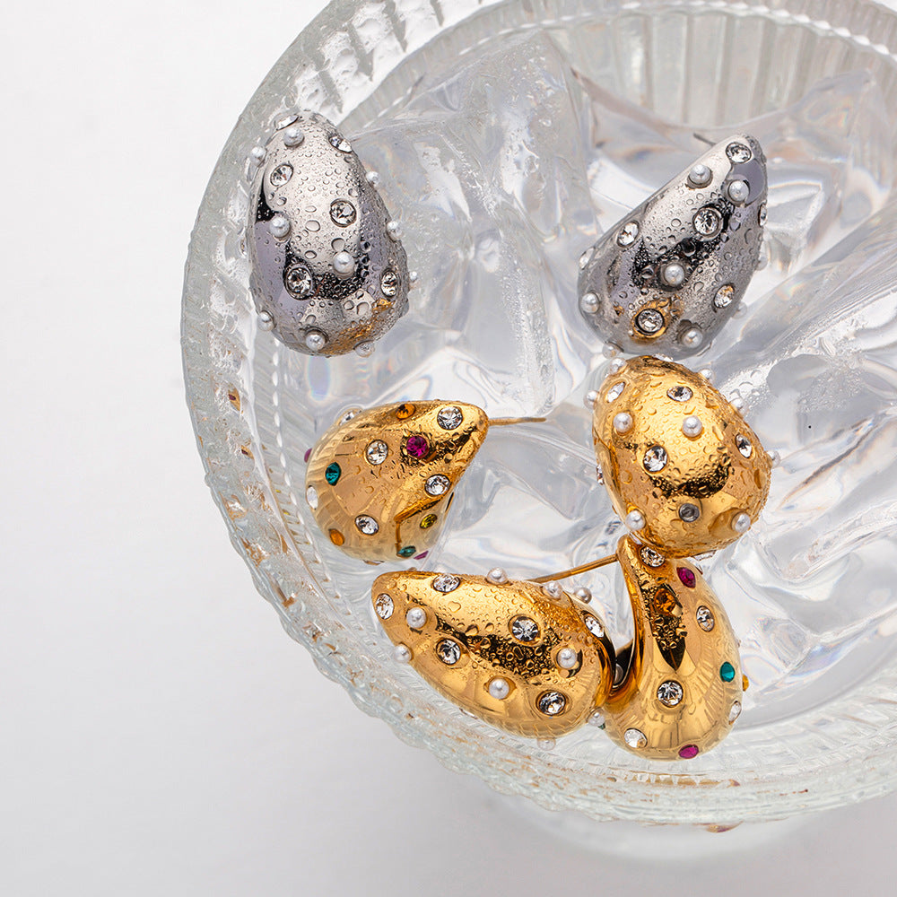 Titanium Steel Earrings Set with Zircon Earrings