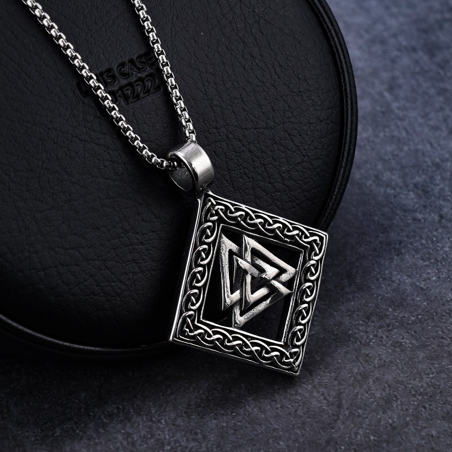 Viking Rune Cross Triangle Stainless Steel Pendant Necklace