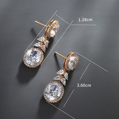 Oval Gemstone Dove Egg Zircon Earrings