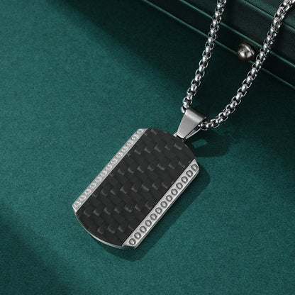 Men's Titanium Steel Retro Cool Design Inlaid Carbon Fiber Necklace
