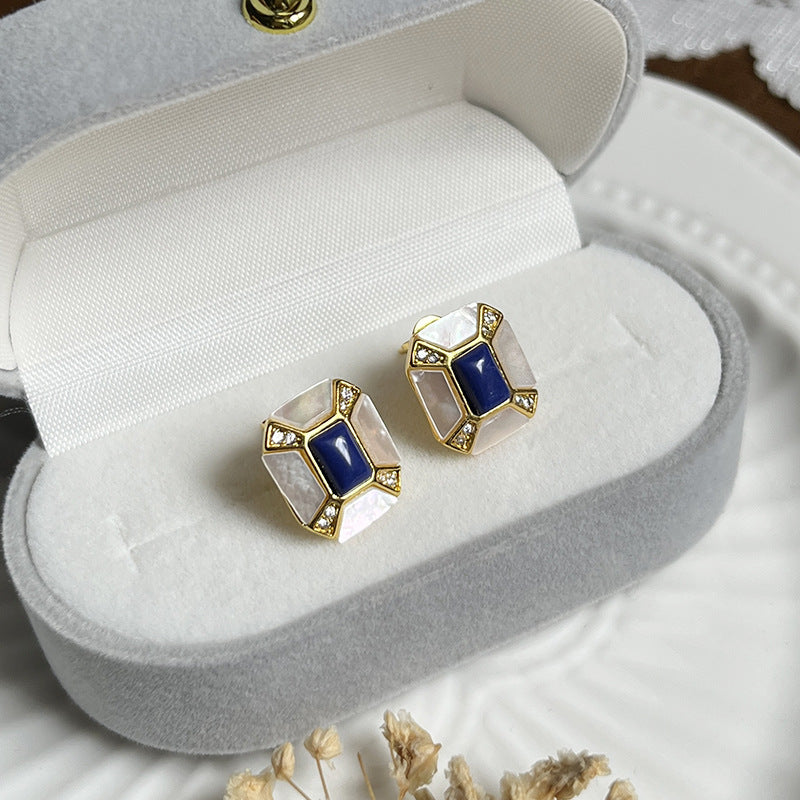 Niche Design White Fritillaria Lapis Earrings
