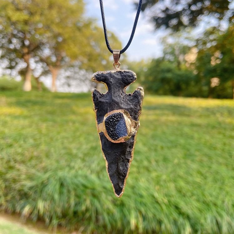 Crystal Anchor Arrow Shield Necklace