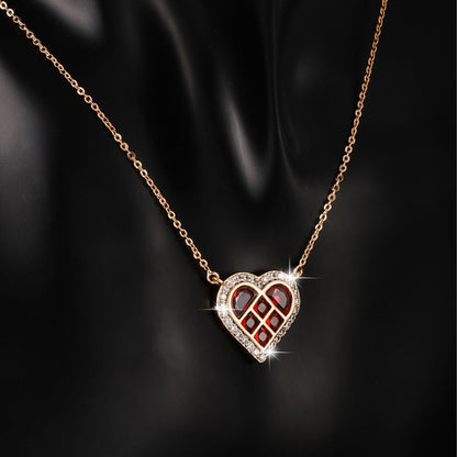 Red Heart Necklace with Zirconia