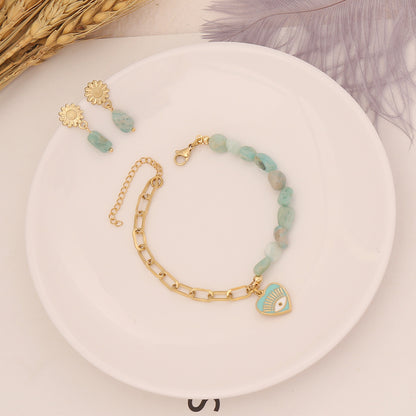 Bohemia Amazonite Stone Bracelet Necklace Earrings