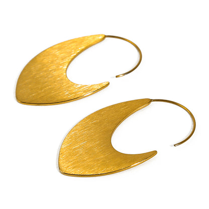 Gold Titanium Steel Hoop Vintage Dangle Earrings