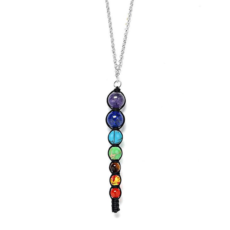 Chakra Colorful Stones Healing Rope Chain Necklace