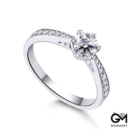 S925 Pure Silver White Zircon Double Ring