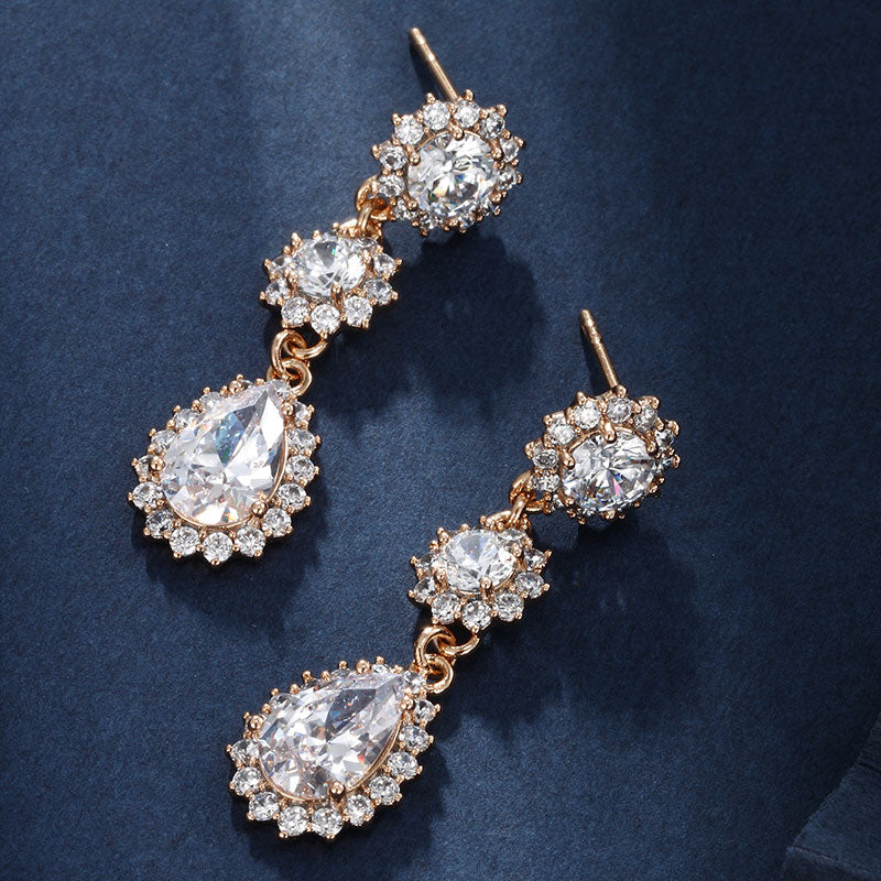Super Sparkling Water Drop Zircon Earrings