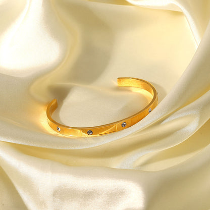 Gypsy Setting Stones Concave-convex Bangle Bracelet