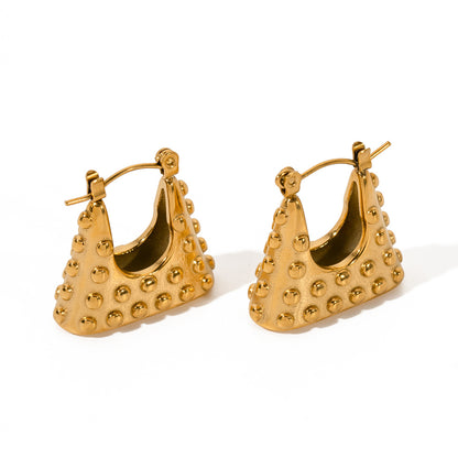 Gold Stainless Steel Polka Dot Handbag Earrings