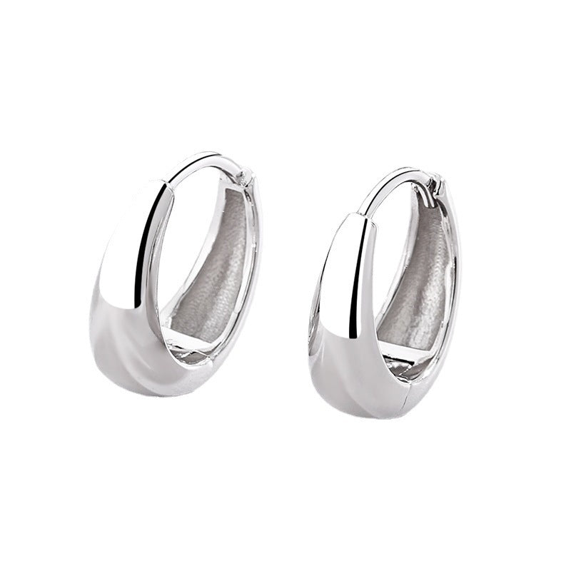 S925 Sterling Silver Round Plain Hoop Earrings