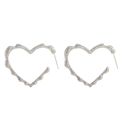 French Love 925 Silver Needle Symmetrical Heart-shaped Earrings