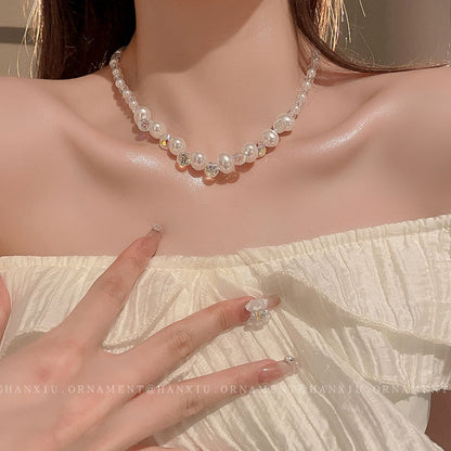 Geometric Drop Pearl Necklace