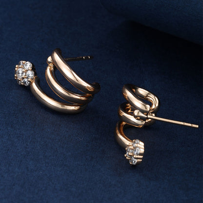 Three-claw Curved Line High-end Earrings