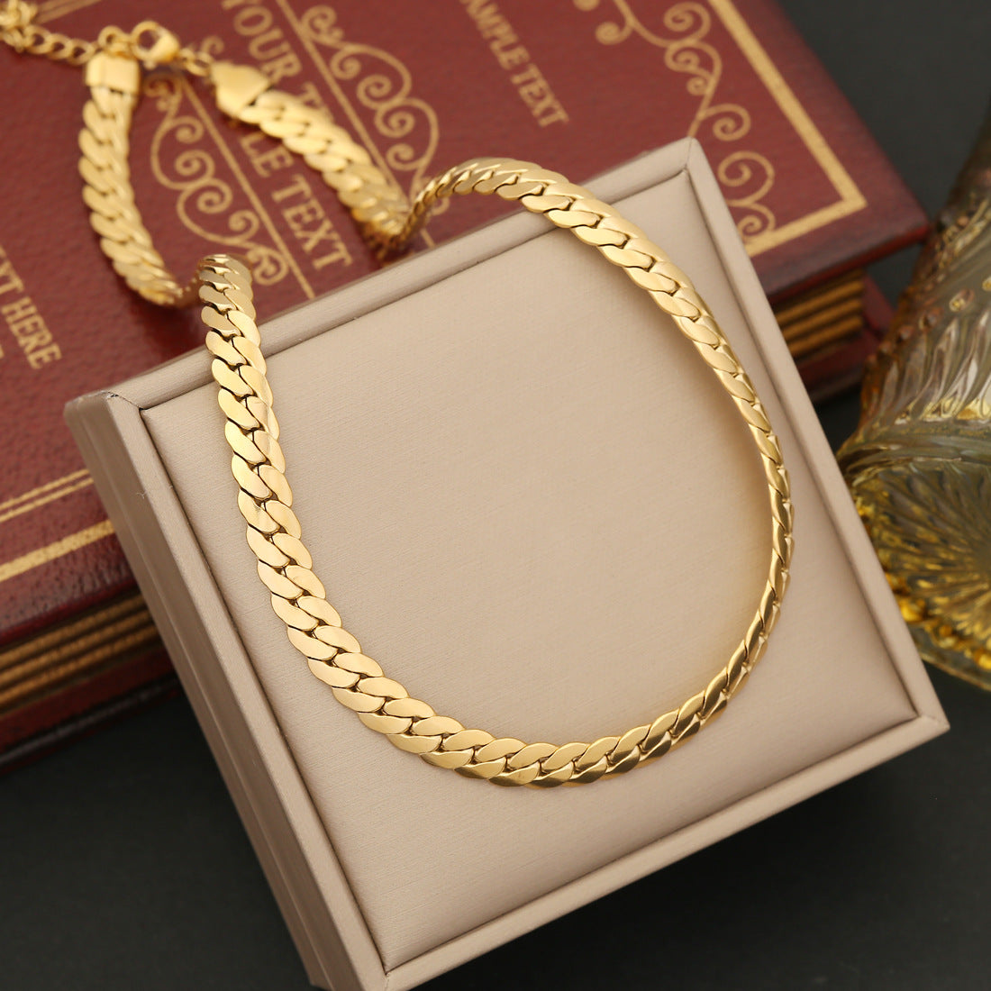 Simple Flat Snake Stainless Steel Necklace