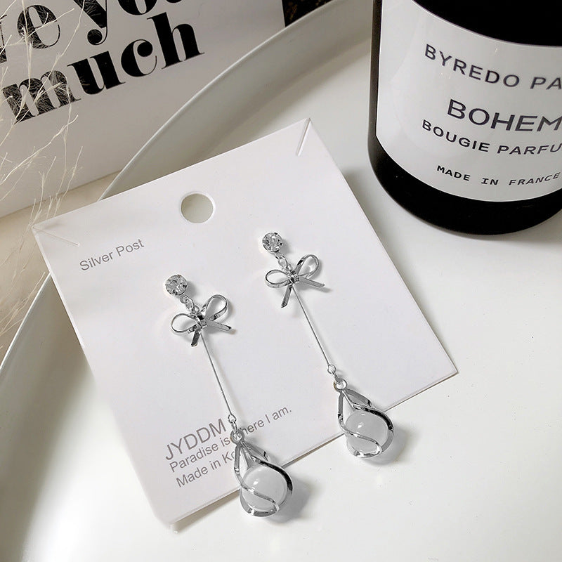 Bow Fringe Catopal Long Earrings