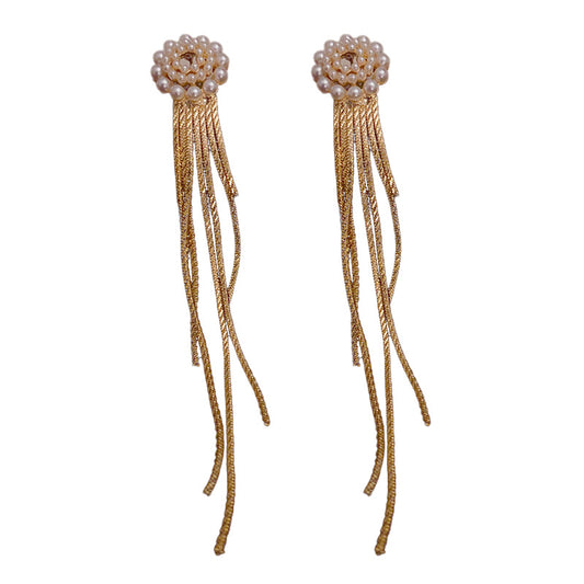 Temperament Pearl Fringe Earrings