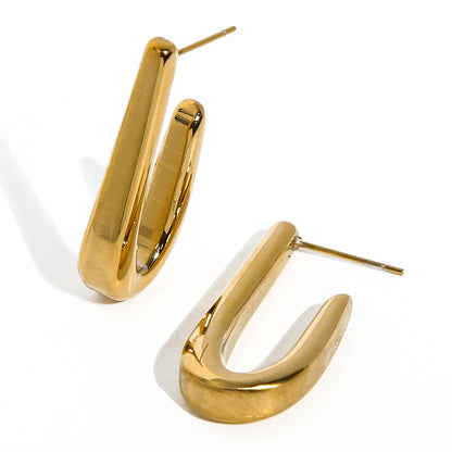 Gold Stainless Steel U-cut Earrings