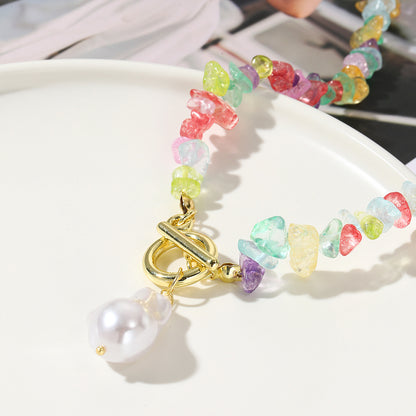 Fresh Color Irregular Full Stones Link Necklace