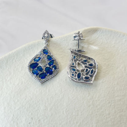Pear Shaped Water Drop Shaped Blue Zircon Earrings