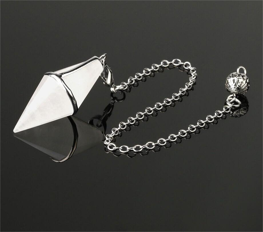 Stone Cut Crystal Cone Pendant