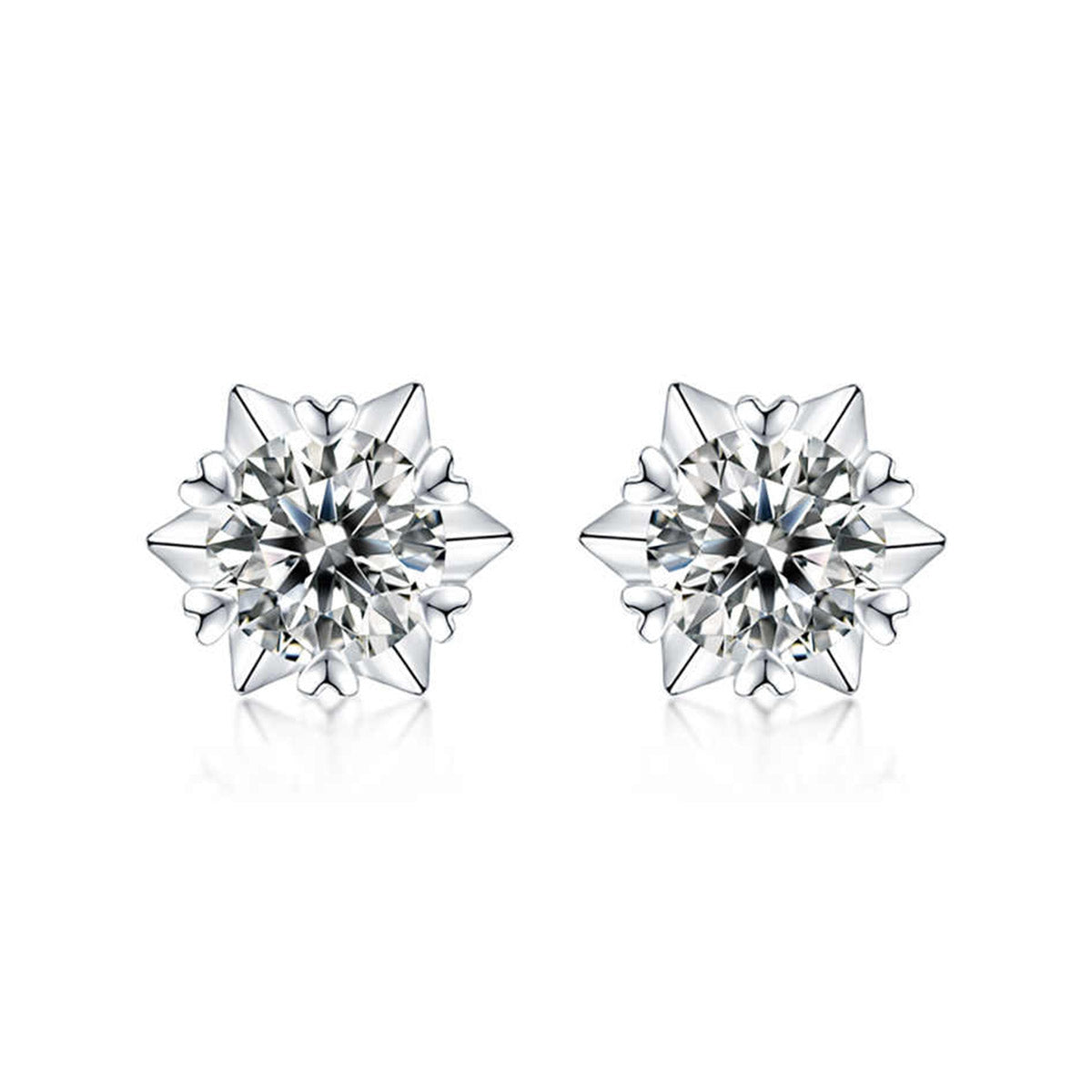 White Gold Hexagram Full Stones Moissanite Stud Earrings