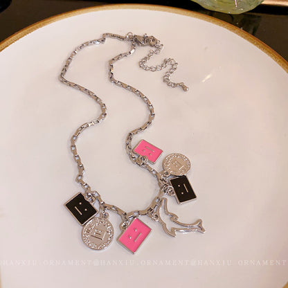 Smiley Face Round Dolphin Necklace