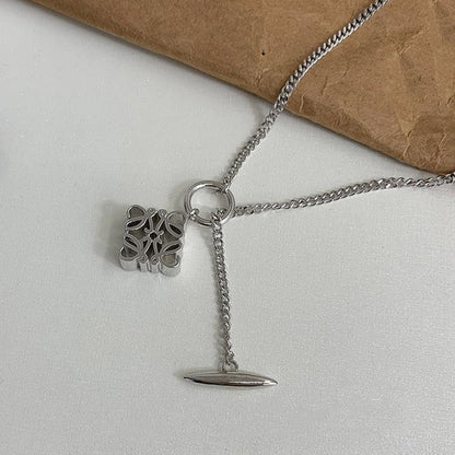 Fasteners Titanium Steel Gold and Silver Two-color Necklace