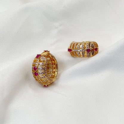 Rose Gold Chunky Hollow Inaild Zircon Earrings