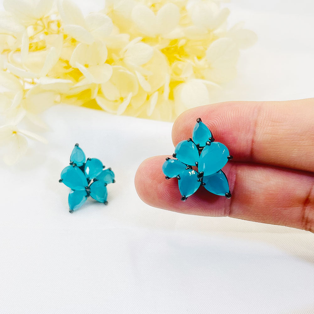 Irregular Drop-Shaped Light Blue Zircon Earrings
