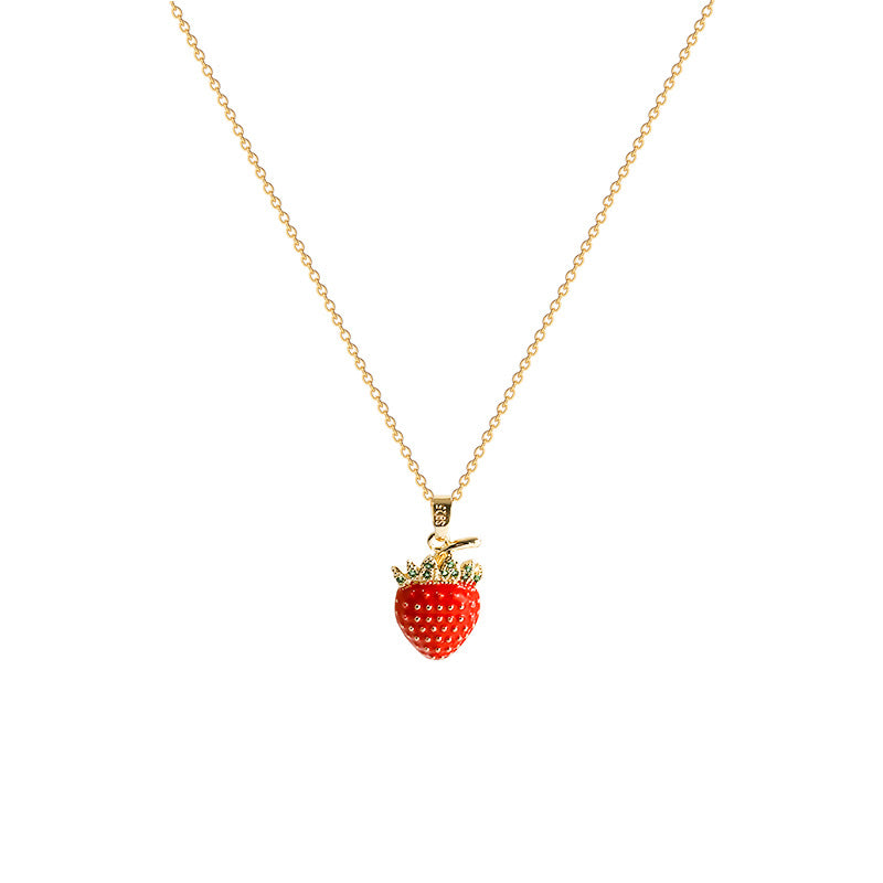 Sweet Strawberry Niche High-grade Titanium Steel Necklace