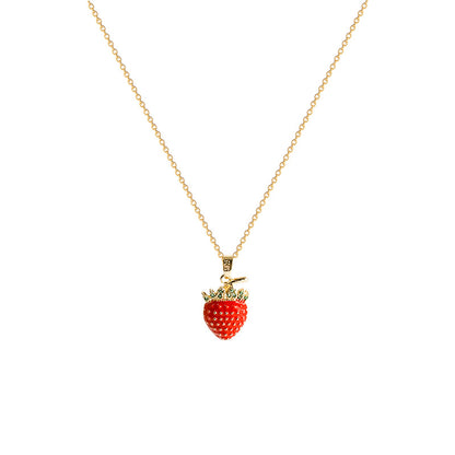 Sweet Strawberry Niche High-grade Titanium Steel Necklace