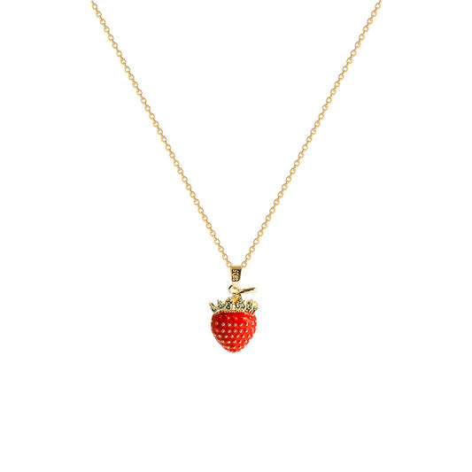 Sweet Strawberry Niche High-grade Titanium Steel Necklace