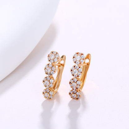 K-plated Gold Circle Zircon Earrings
