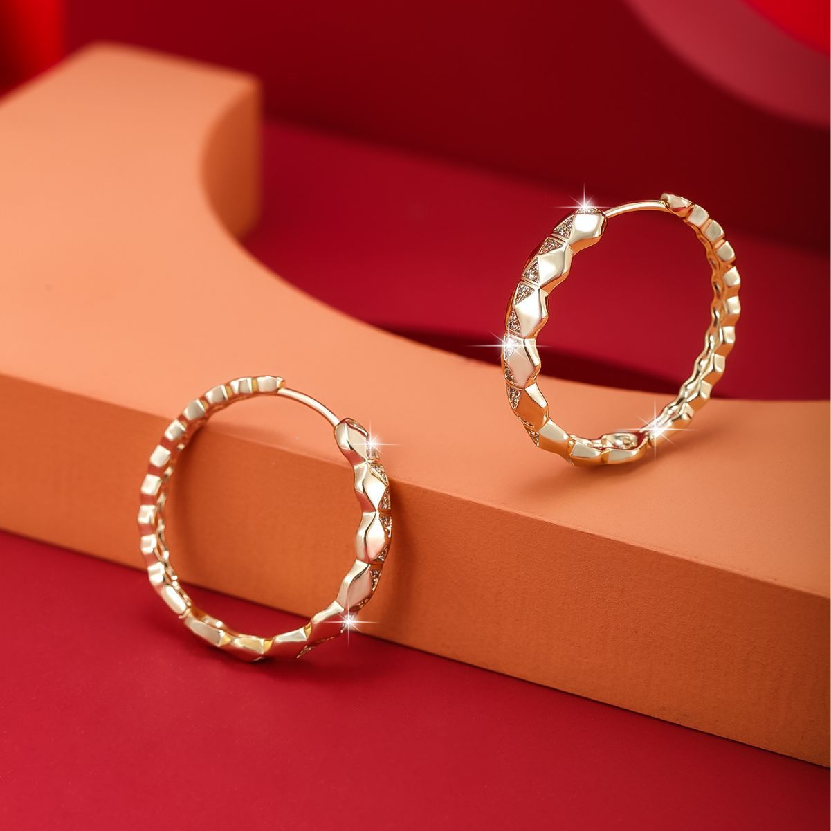 Simple Geometric Rhombus Hoop Earrings