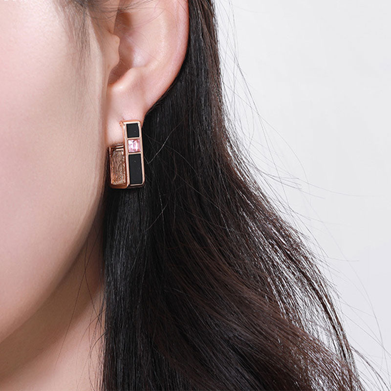 Rectangular Oil-dropping Metal Earrings
