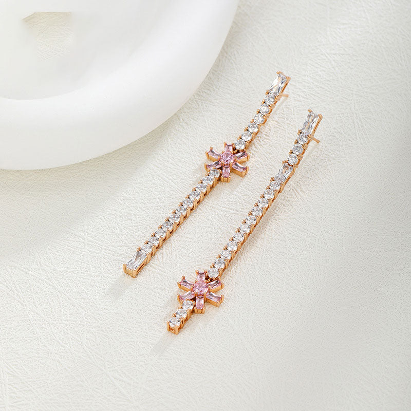 Micropaved Zirconia Temperament Stud Earrings