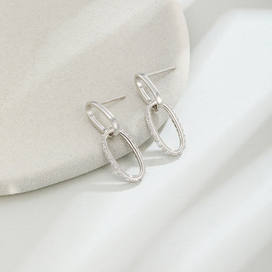 Metallic Oval Hoop Earrings